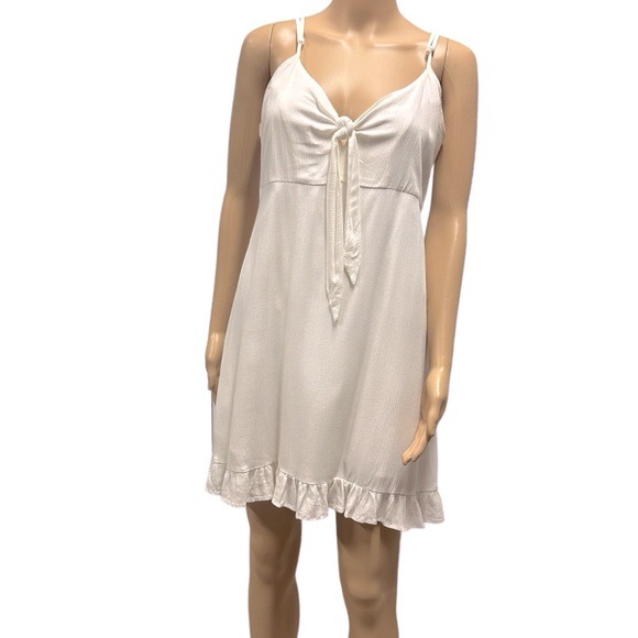 Cotton On Dresses & Skirts - Cotton On White Tie Front Empire Waist Sleeveless Flowy Mini Dress Womens Large
